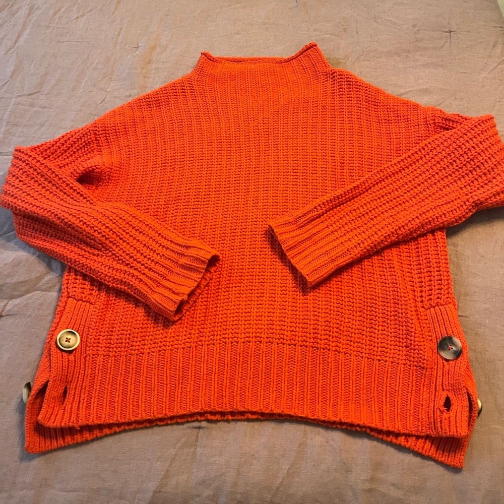 Madewell red chunky knit pull over sweater